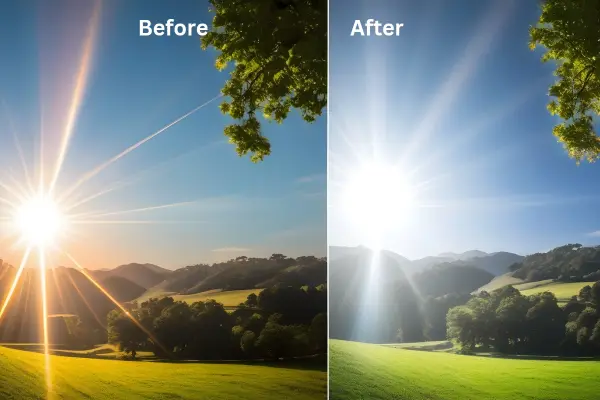 Before-and-after-Lens-Flare-effects-in-image-editing