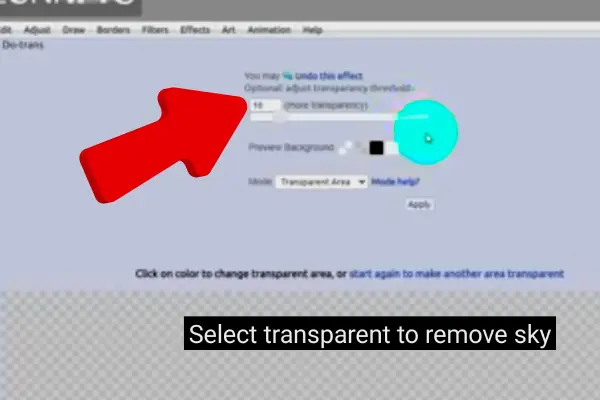 Select transparency to remove sky